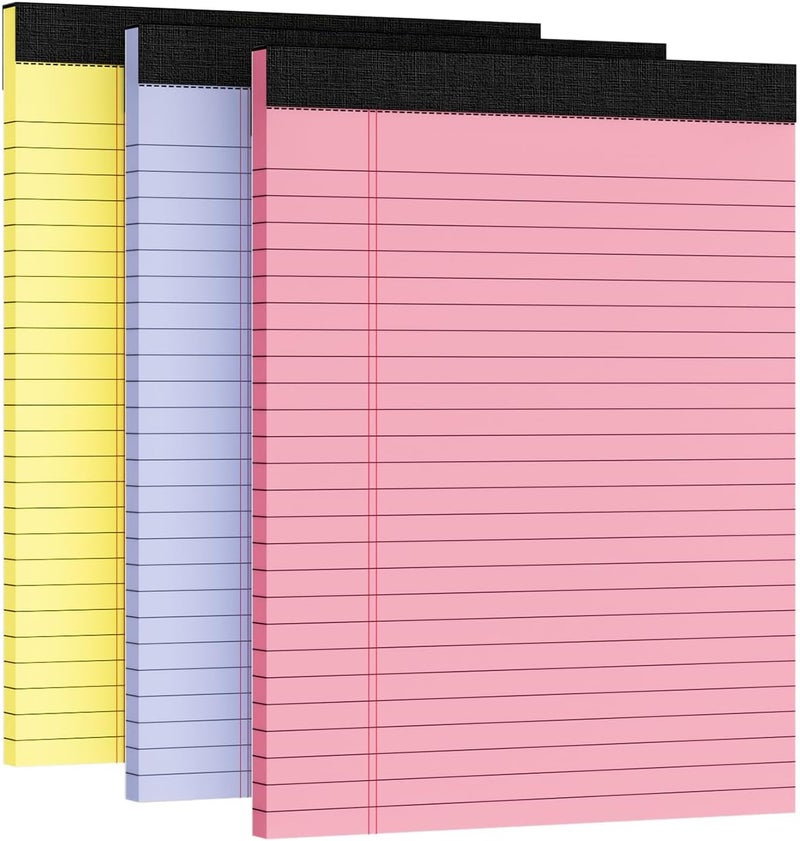 Ciphyfee 3pcs Legal Pads 8.5 x 11, Notepads 8.5 x 11 Inch, Color Note Pads Clear Print Writing Pads of Paper, Memo Pads , Perforate Legal Notepads Paper , Wide Ruled Lined with Sturdy Back,30 Sheets/Pack - Image 1